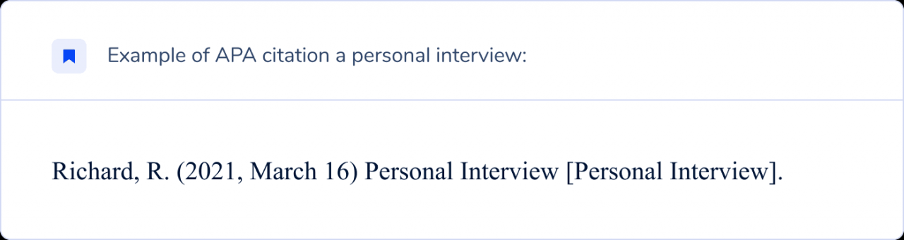 How do you reference an interview in apa