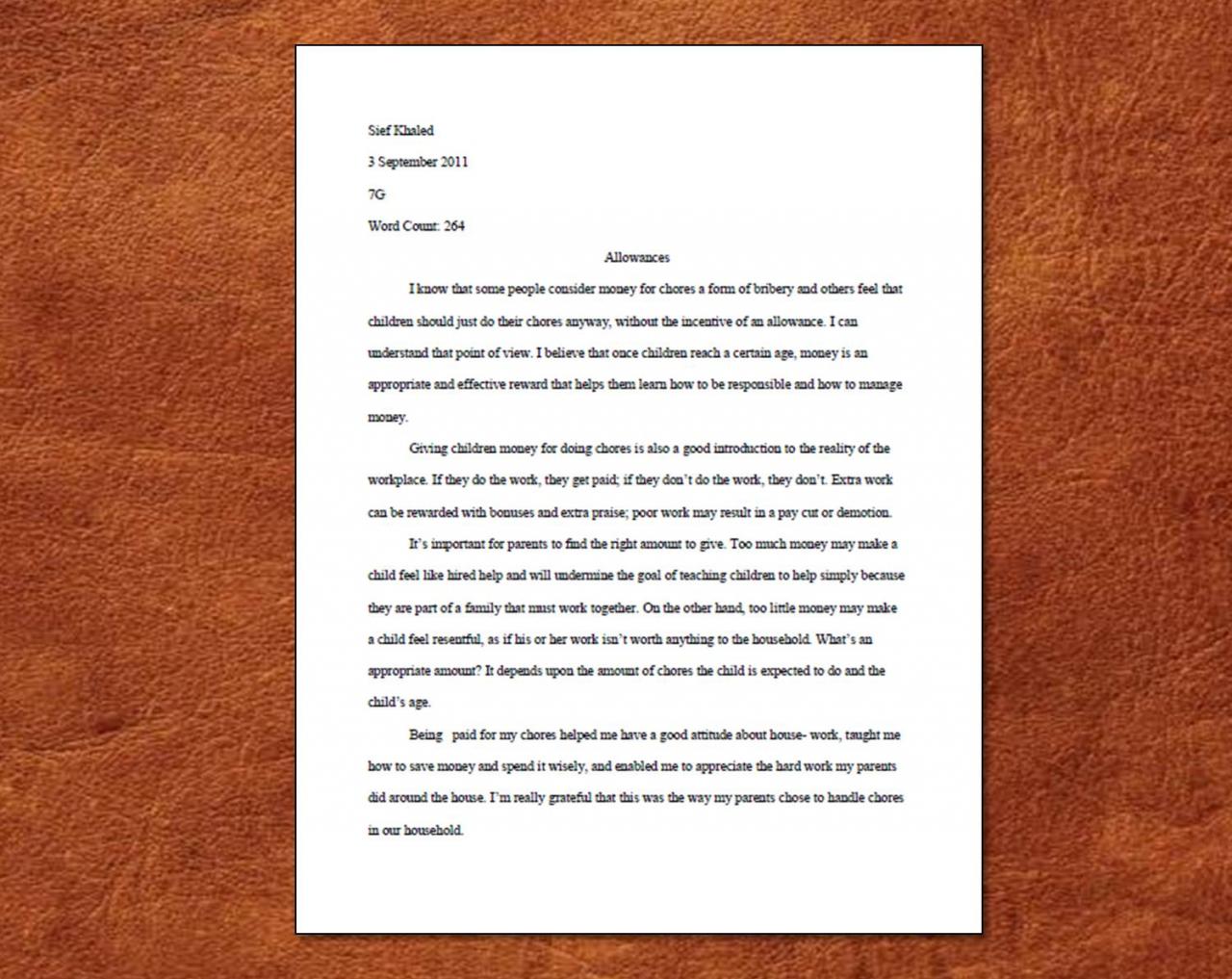 An essay layout