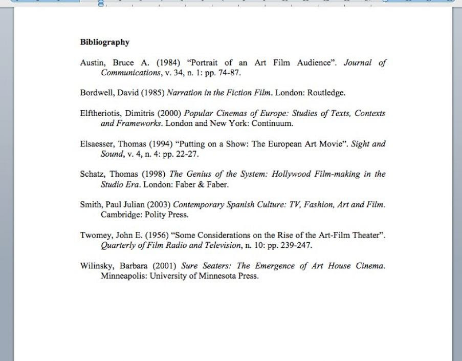 Bibliography in an essay