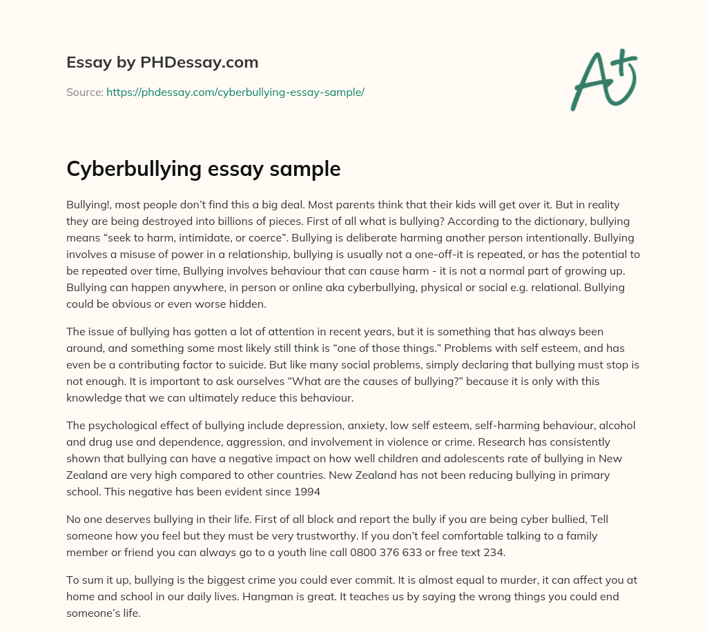 An essay about cyberbullying