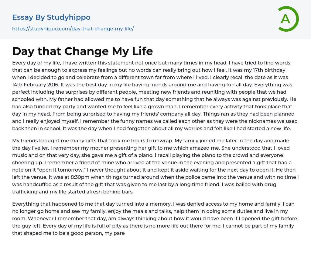 An incident that changed my life short essay