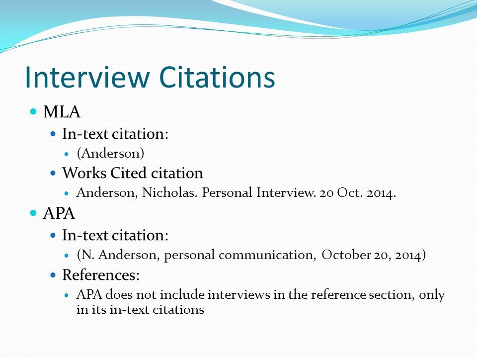 Apa reference for an interview