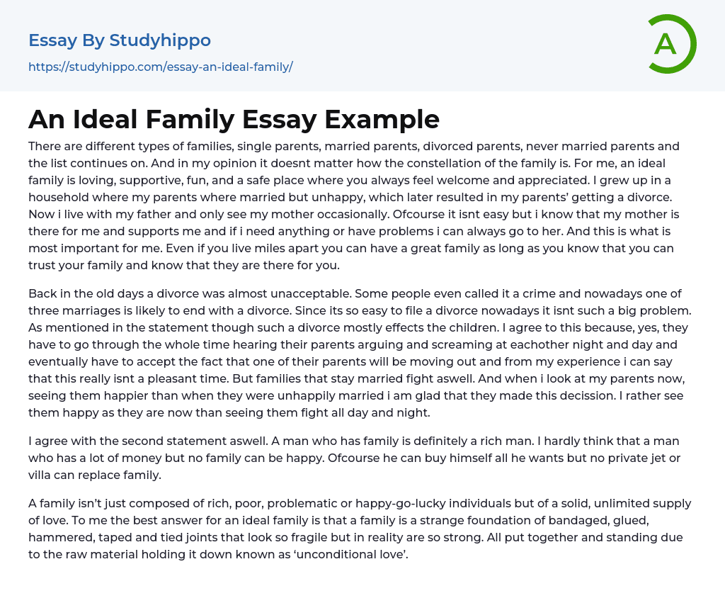 An ideal family essay
