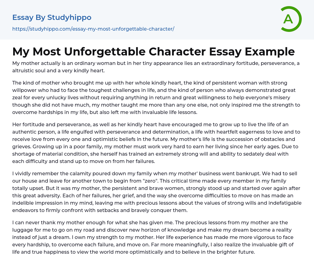 An unforgettable character essay