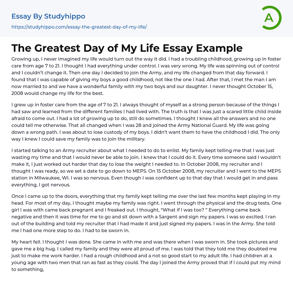 An essay on the best day of my life