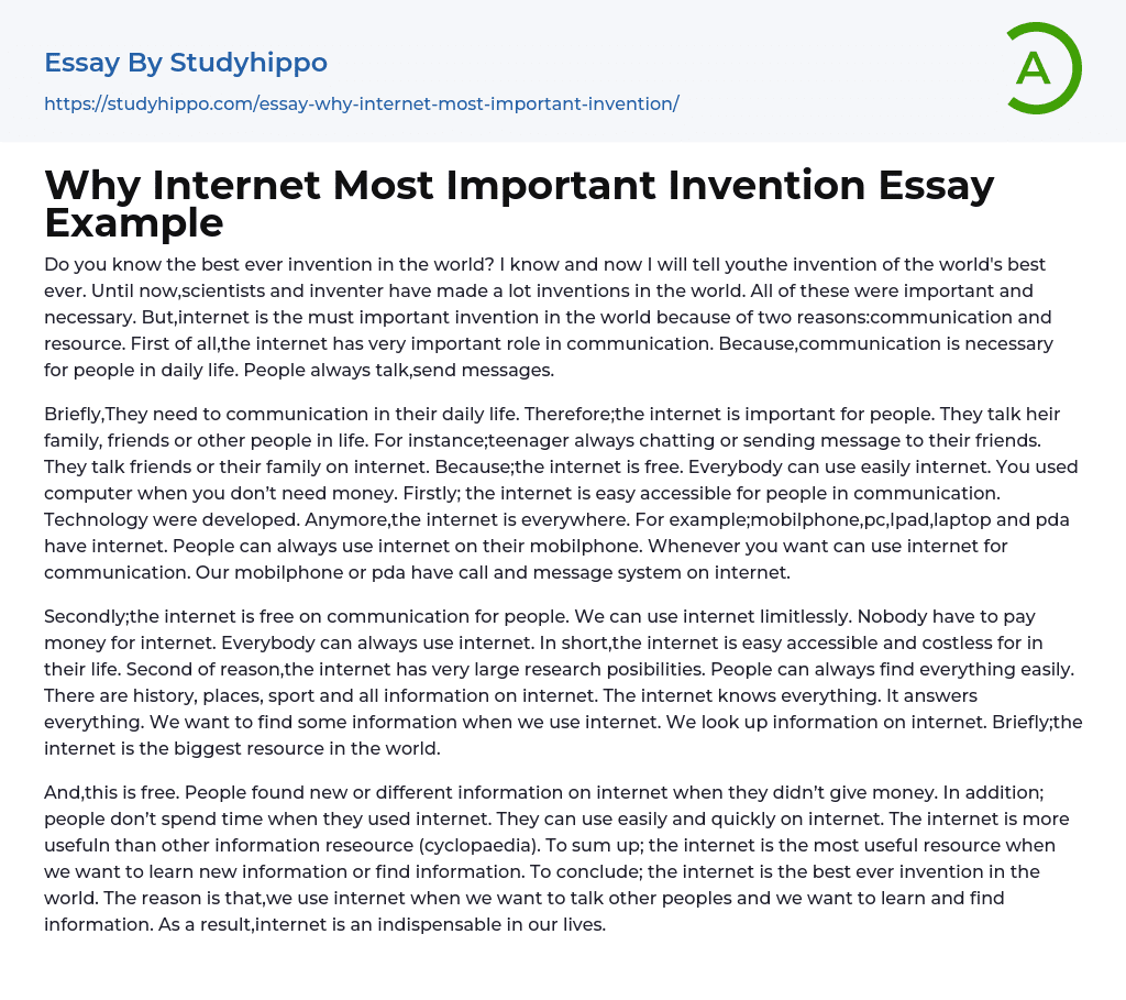 An important invention essay