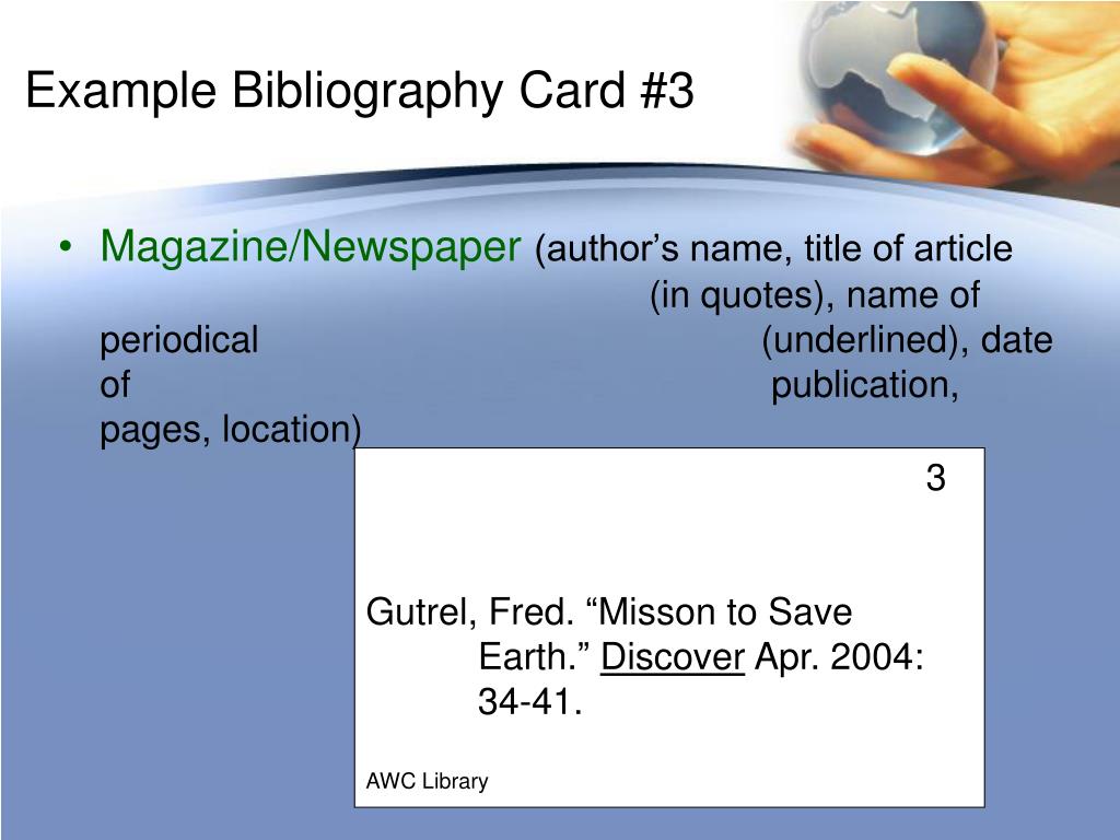 How to write a bibliography card for an encyclopedia