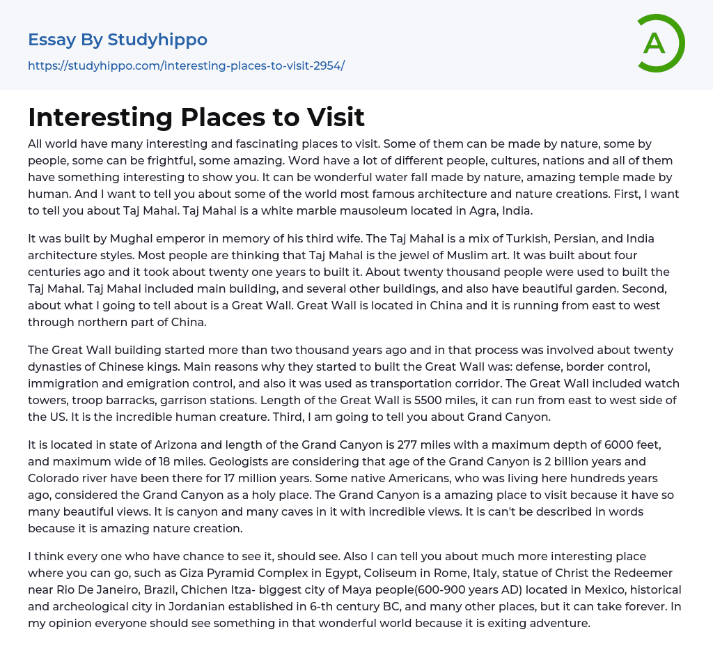 An interesting place essay