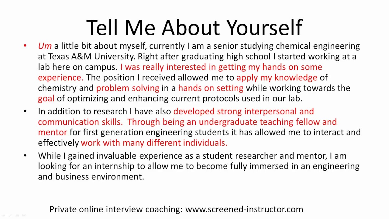 Answer to introduce yourself in an interview