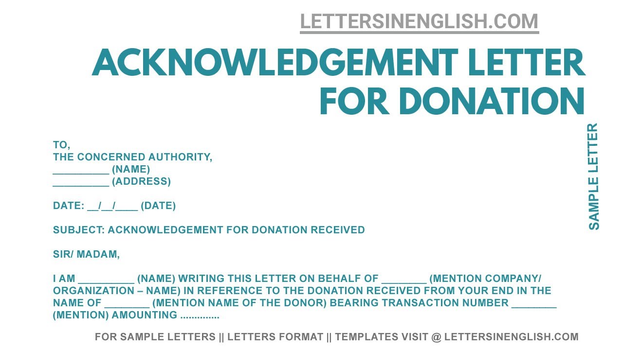 How do i write an acknowledgement letter for a donation