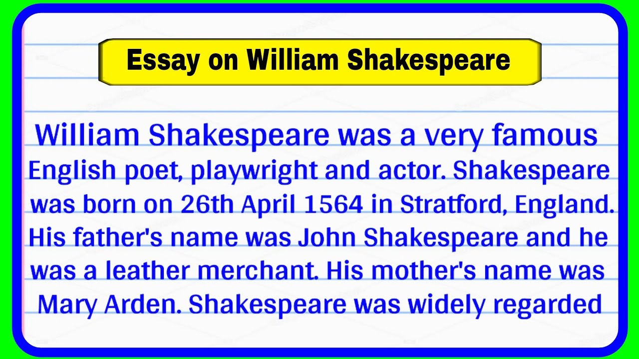 An essay on shakespeare
