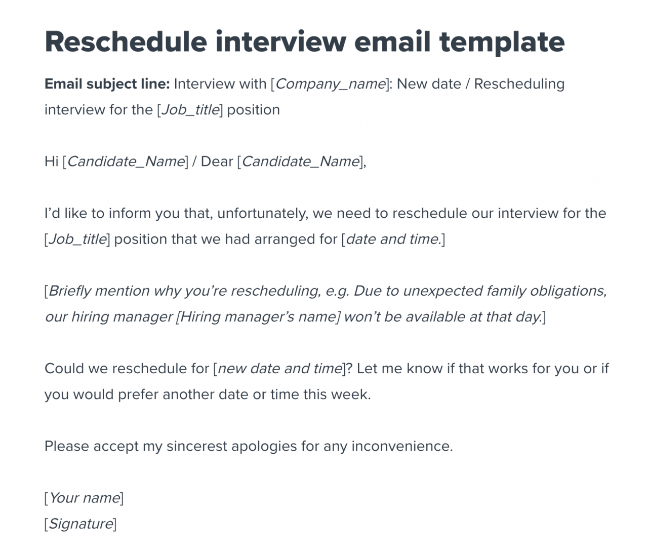 Excuse to reschedule an interview