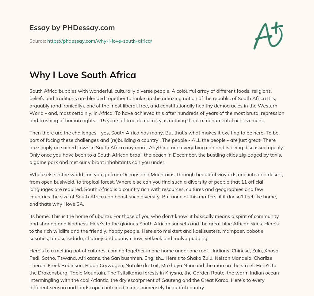 An essay about south africa